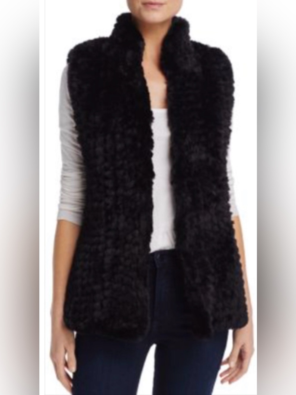 Aqua Black Faux Fur Vest